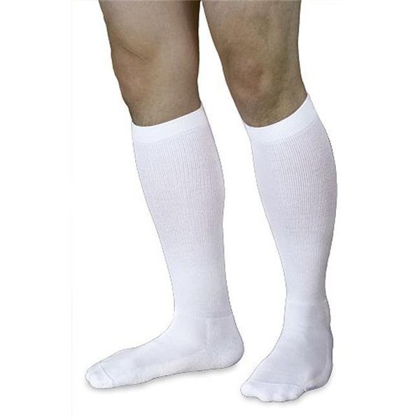 Overtime 18-25mmHg Mens Closed Toe Knee High Compression Sock; Extra Large & Long; White OV926477